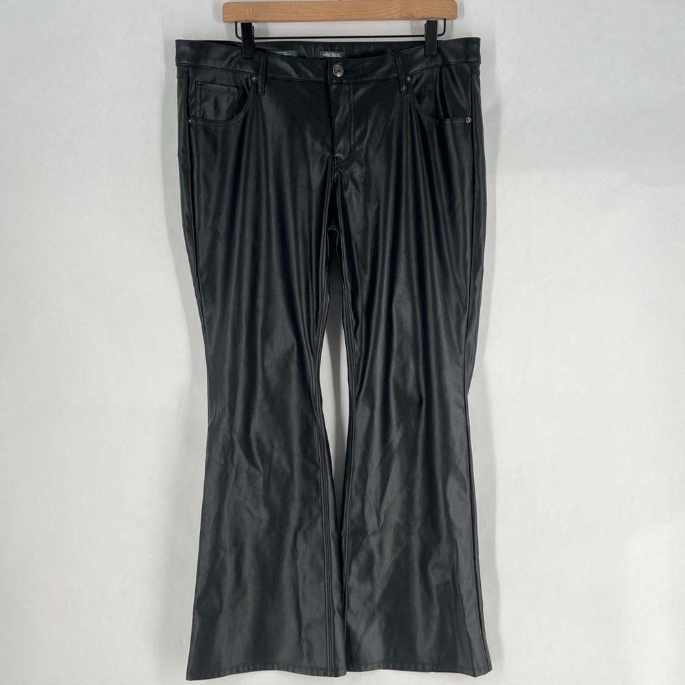 Wild Fable Black Faux Leather Low Rise Flare Pants Size 14